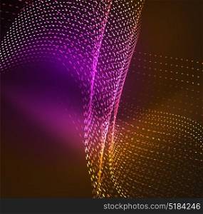 Vector wave particles background. Vector wave particles background - 3D illuminated digital wave of glowing particles. Futuristic and technology vector illustration, HUD modern element