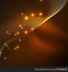 Vector wave particles background. Vector wave particles background - 3D illuminated digital wave of glowing particles. Futuristic and technology vector illustration, HUD modern element