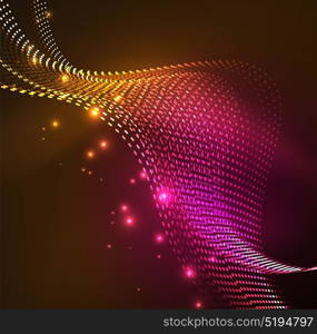 Vector wave particles background. Vector wave particles background - 3D illuminated digital wave of glowing particles. Futuristic and technology vector illustration, HUD modern element