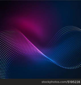 Vector wave particles background. Vector wave particles background - 3D illuminated digital wave of glowing particles. Futuristic and technology vector illustration, HUD modern element