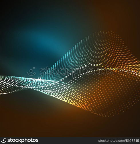 Vector wave particles background. Vector wave particles background - 3D illuminated digital wave of glowing particles. Futuristic and technology vector illustration, HUD modern element