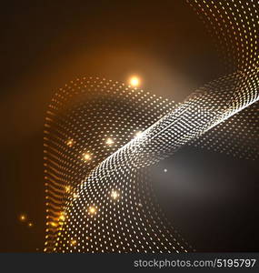 Vector wave particles background. Vector wave particles background - 3D illuminated digital wave of glowing particles. Futuristic and technology vector illustration, HUD modern element