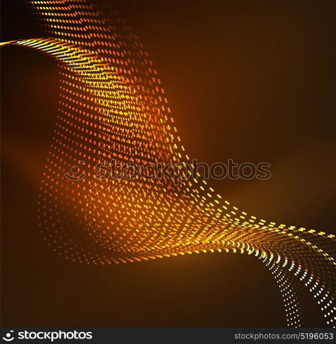 Vector wave particles background. Vector wave particles background - 3D illuminated digital wave of glowing particles. Futuristic and technology vector illustration, HUD modern element