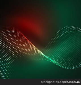 Vector wave particles background. Vector wave particles background - 3D illuminated digital wave of glowing particles. Futuristic and technology vector illustration, HUD modern element