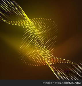 Vector wave particles background. Vector wave particles background - 3D illuminated digital wave of glowing particles. Futuristic and technology vector illustration, HUD modern element