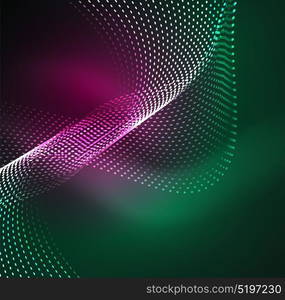 Vector wave particles background. Vector wave particles background - 3D illuminated digital wave of glowing particles. Futuristic and technology vector illustration, HUD modern element