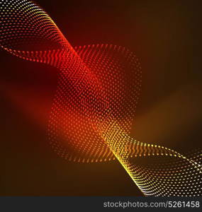 Vector wave particles background. Vector wave particles background - 3D illuminated digital wave of glowing particles. Futuristic and technology vector illustration, HUD modern element