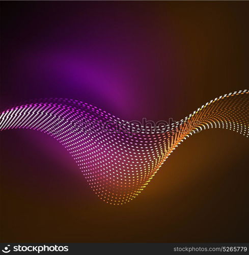 Vector wave particles background. Vector wave particles background - 3D illuminated digital wave of glowing particles. Futuristic and technology vector illustration, HUD modern element