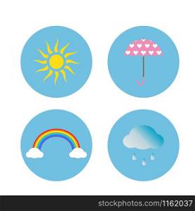 Vector weather icons cartoon isolated on white background