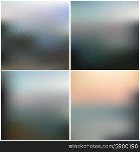 Vector web and mobile interface templates. Blurred hexagonal backgrounds set.. Vector web and mobile interface templates. Blurred hexagonal backgrounds set