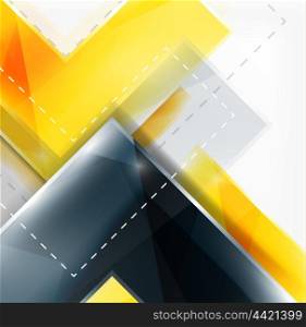 Vector web brochure, internet flyer, wallpaper or cover poster design. Geometric style, colorful realistic glossy arrow shapes with copyspace. Directional idea banner