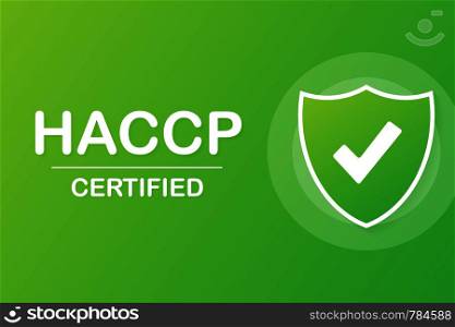 Vector web site design template. HACCP Certified icon on green background. Vector illustration.. Vector web site design template. HACCP Certified icon on green background. Vector stock illustration.