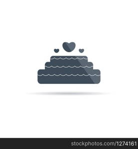Vector wedding cake icon with hearts and flare