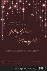 Vector Wedding invitation template with light chains - dark pink background version. Vector Infographic timeline template
