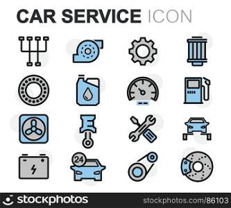 Vector white car service icons set. Vector white car service icons set on black background