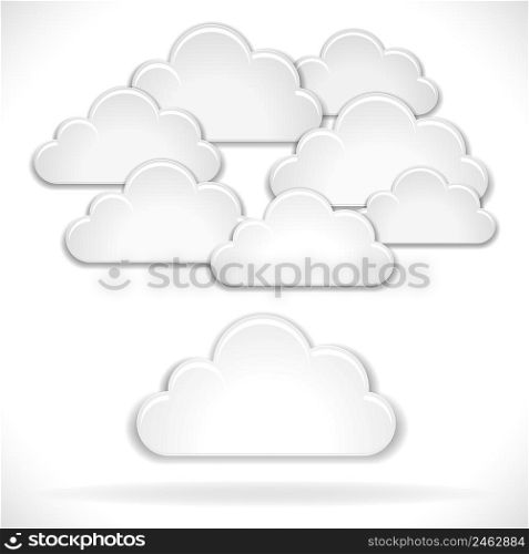Vector White Clouds isolated on white background. EPS10 opacity. Editable EPS, Render in JPG format and layered PSD