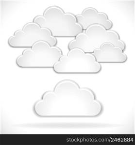 Vector White Clouds isolated on white background. EPS10 opacity. Editable EPS, Render in JPG format and layered PSD