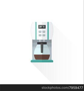 vector white color green blue elements flat design coffee machine isolated illustration white background&#xA;