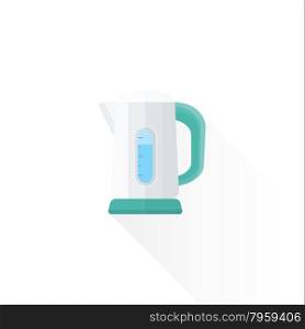 vector white color green blue elements flat design electric kettle isolated illustration white background&#xA;