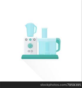 vector white color green blue elements flat design food processor isolated illustration white background&#xA;