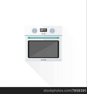 vector white color green blue elements flat design kitchen built-in oven isolated illustration white background&#xA;