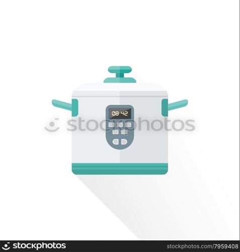 vector white color green blue elements flat design kitchen multicooker isolated illustration white background&#xA;