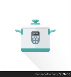 vector white color green blue elements flat design kitchen multicooker isolated illustration white background&#xA;