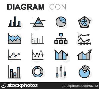 Vector white diagram icons set. Vector white diagram icons set on black background
