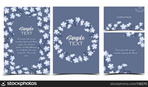 Vector white flowers. Vector illustration white flowers on a grey background. Set of greeting cards