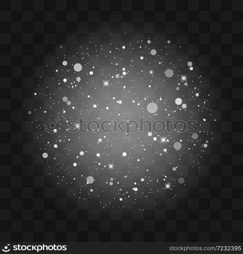 Vector white glitter trail particles background effect for luxury greeting rich card. Sparkling texture. Star dust sparks in explosion on black background. Use for your product element.