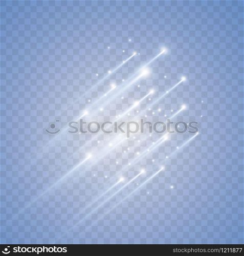 Vector white glitter wave abstract illustration. White star dust trail sparkling particles isolated on transparent background. Magic concept.. Vector white glitter wave abstract illustration. White star dust trail sparkling particles isolated on transparent background. Magic concept