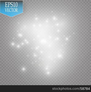 Vector white glitter wave illustration. White star dust trail sparkling particles isolated on transparent background.. Vector white glitter wave illustration. White star dust trail sparkling particles isolated on transparent background. Magic concept