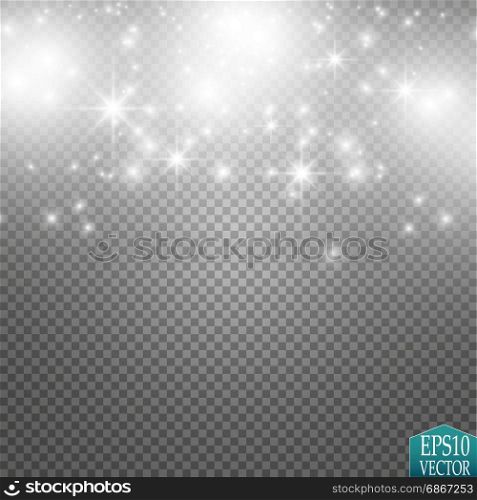 Vector white glitter wave illustration. White star dust trail sparkling particles isolated on transparent background.. Vector white glitter wave illustration. White star dust trail sparkling particles isolated on transparent background. Magic concept