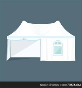 vector white light blue color twin dome folding tent marquee window illustration&#xA;