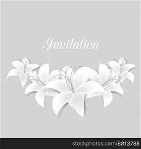 Vector White lilies. Vector romantic floral background with White lilies