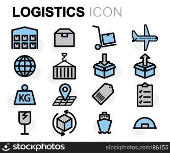 Vector white logistics icons set. Vector white logistics icons set on black background