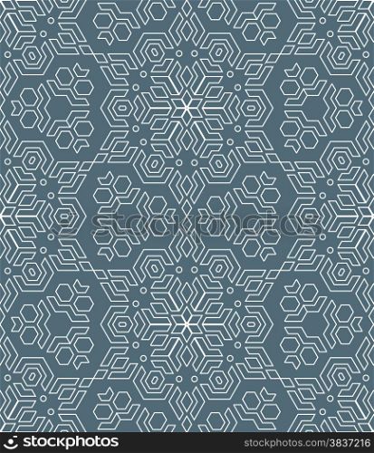 vector white outline geometric abstract monochrome mosaic seamless pattern dark gray background&#xA;