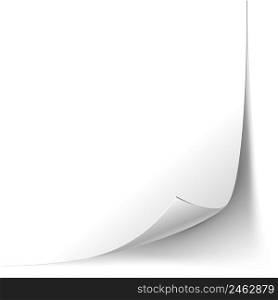 Vector White Page Curl Paper Corner isolated on white background. EPS10 opacity. Editable EPS and Render in JPG format