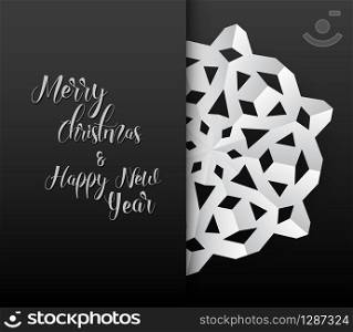 Vector white paper christmas snowflake on a dark gray background. Vector paper christmas snowflake card