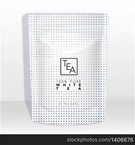 Vector White Pouch or Sachet Mockup with Holographic Dots Pattern Printed