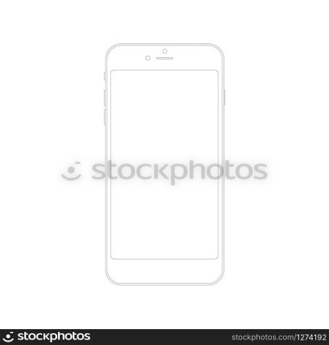 vector white screen phone icon on background