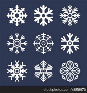 Vector white snowflake icon set