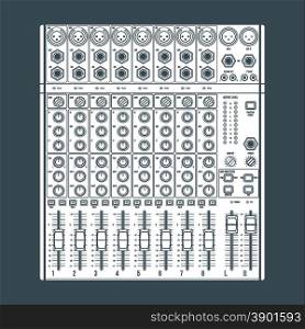 vector white solid color concert sound mixer with knobs sliders and inputs dark background &#xA;