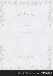 Vector White Vintage Background with Floral. Pattern for Greeting or Invitation Card Design