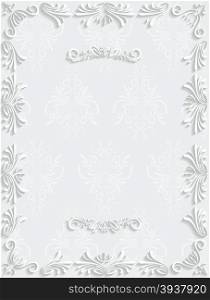 Vector White Vintage Background with Floral. Pattern for Greeting or Invitation Card Design