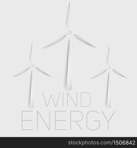 Vector wind turbine symbol. Green energy sign. Paper cut symbol. 3d elements.