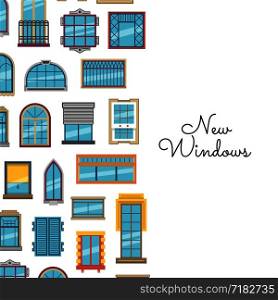 Vector window flat icons background with place for text illustration. Vector window flat with place for text illustration