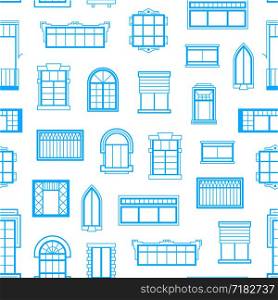 Vector window flat icons blue line monochrome background or pattern illustration. Vector window icons monochrome background pattern illustration