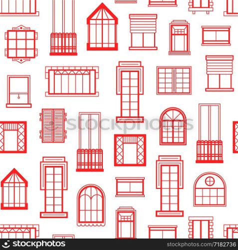 Vector window flat icons red monochrome line background or pattern illustration. Vector window flat icons monochrome background pattern illustration