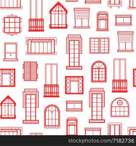 Vector window flat icons red monochrome line background or pattern illustration. Vector window flat icons monochrome background pattern illustration